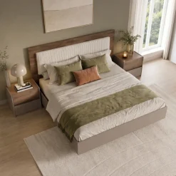 Letto matrimoniale 160x200 contenitore con comodini noce marrone Dusk