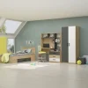 Letto singolo cameretta 90x200cm reversibile con cassettone rovere antracite Chiaretto
