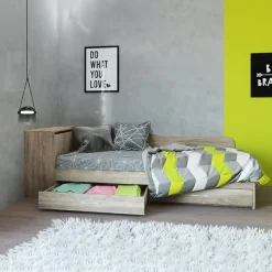 Letto singolo con comò e cassettoni 82x190cm rovere sonoma Catullo