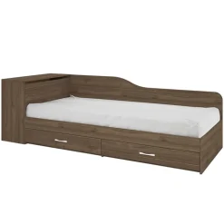 Letto singolo con comò e cassettoni 82x190cm noce Catullo