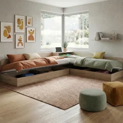Letto singolo contenitore doppio 82x190cm moderno rovere Stefano