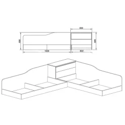 Letto singolo contenitore doppio 82x190cm moderno rovere Stefano
