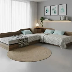 Letto singolo contenitore doppio 82x190cm moderno noce Stefano