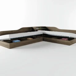 Letto singolo contenitore doppio 82x190cm moderno noce Stefano