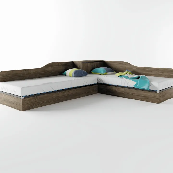 Letto singolo contenitore doppio 82x190cm moderno noce Stefano