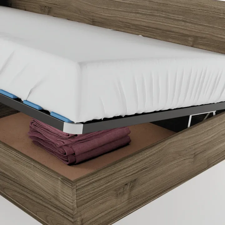Letto singolo contenitore doppio 82x190cm moderno noce Stefano