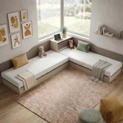 Letto singolo contenitore doppio 82x190cm moderno rovere scuro marrone Stefano