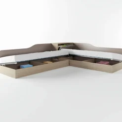 Letto singolo contenitore doppio 82x190cm moderno rovere scuro marrone Stefano