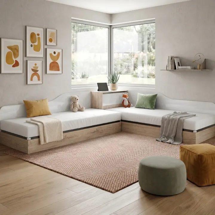Letto singolo contenitore doppio 82x190cm moderno rovere bianco lucido Stefano
