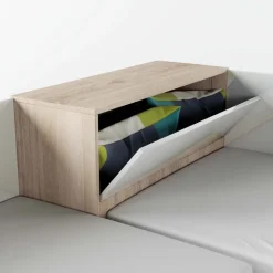 Letto singolo contenitore doppio 82x190cm moderno rovere bianco lucido Stefano