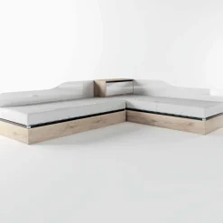 Letto singolo contenitore doppio 82x190cm moderno rovere bianco lucido Stefano
