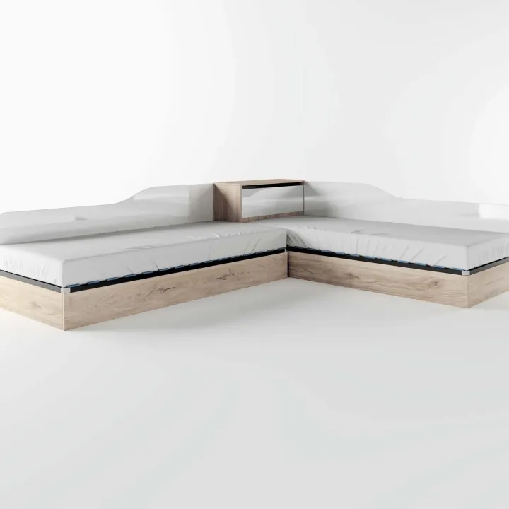 Letto singolo contenitore doppio 82x190cm moderno rovere bianco lucido Stefano
