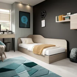 Letto singolo contenitore 82x190cm reversibile rovere Alex Gihome®