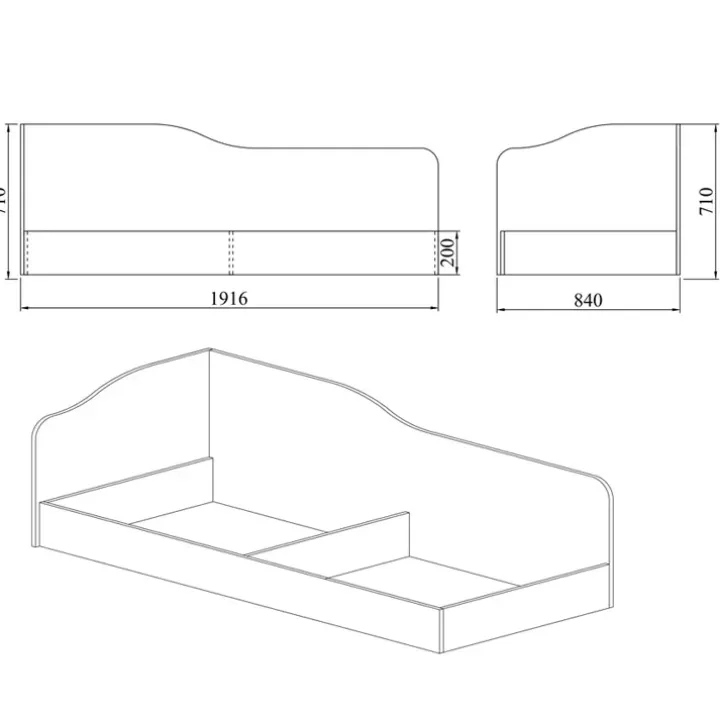 Letto singolo contenitore 82x190cm reversibile antracite Alex Gihome®