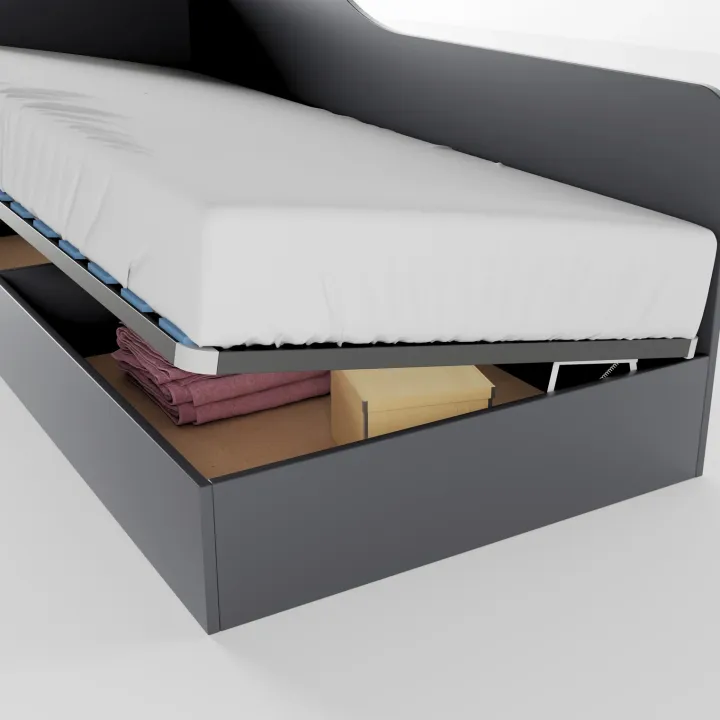 Letto singolo contenitore 82x190cm reversibile antracite Alex Gihome®