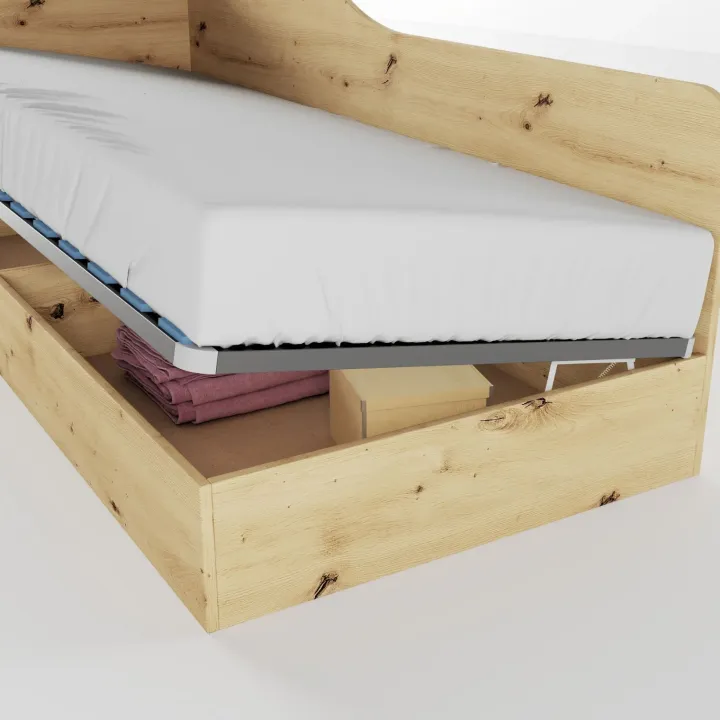 Letto singolo contenitore 82x190cm reversibile rovere rustico Alex Gihome®