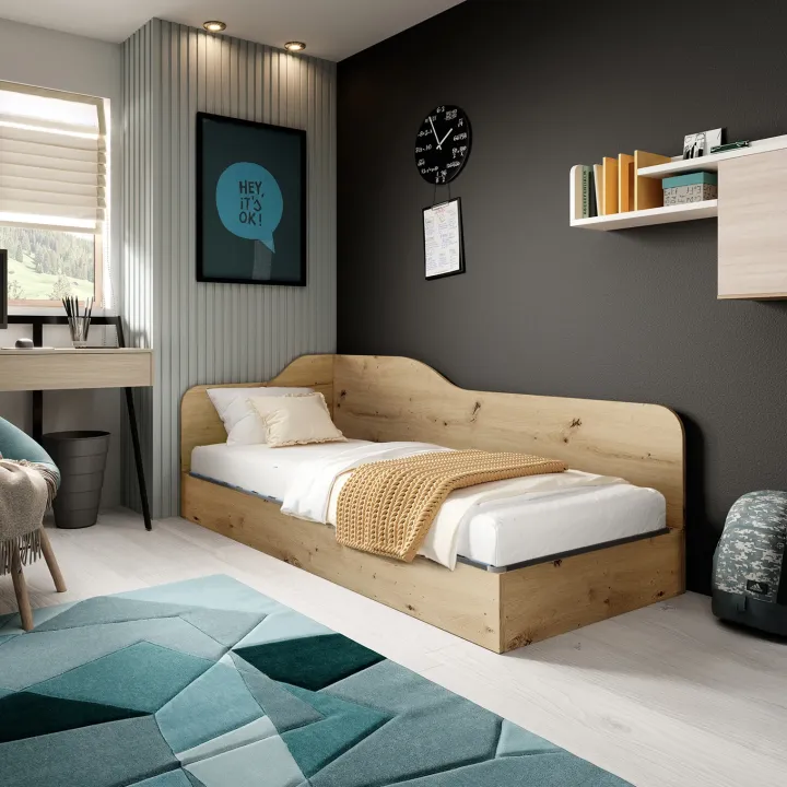 Letto singolo contenitore 82x190cm reversibile rovere rustico Alex Gihome®