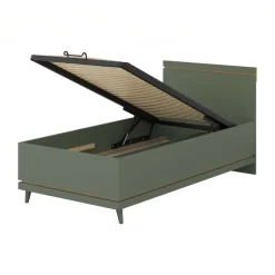 Letto singolo contenitore 100x200 cm con rete verde salvia Yu