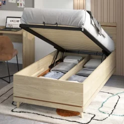 Letto singolo contenitore 100x200 cm con rete mattone Yu
