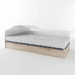 Letto singolo contenitore 82x190cm reversibile rovere bianco lucido Alex Gihome®