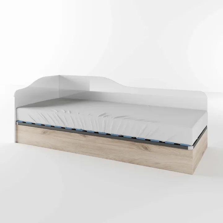 Letto singolo contenitore 82x190cm reversibile rovere bianco lucido Alex Gihome®
