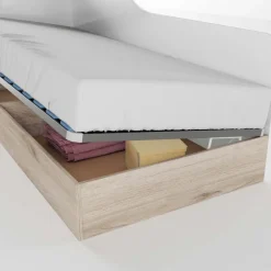 Letto singolo contenitore 82x190cm reversibile rovere bianco lucido Alex Gihome®