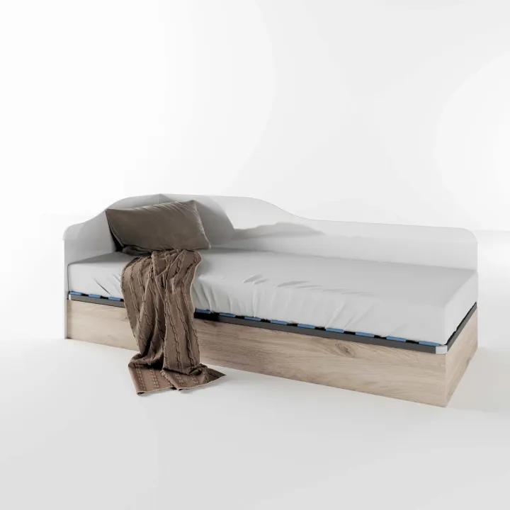 Letto singolo contenitore 82x190cm reversibile rovere bianco lucido Alex Gihome®
