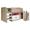 Letto singolo 90x200cm a soppalco rovere sonoma bianco opaco Erick