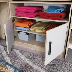 Letto singolo 90x200cm a soppalco rovere sonoma bianco opaco Erick