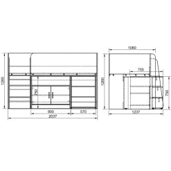Letto singolo 90x200cm a soppalco rovere sonoma bianco opaco Erick