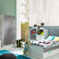 Letto singolo 80x200cm bianco pino grigio blu Maya Gihome®