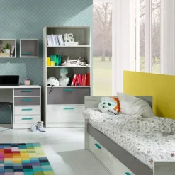 Letto singolo 80x200cm bianco pino grigio blu Maya Gihome®