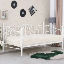 Letto singolo 90x200cm classico con testiera in metallo bianco Azahara