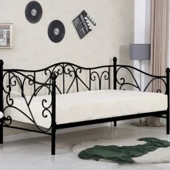 Letto singolo 90x200cm classico con testiera in metallo nero Azahara
