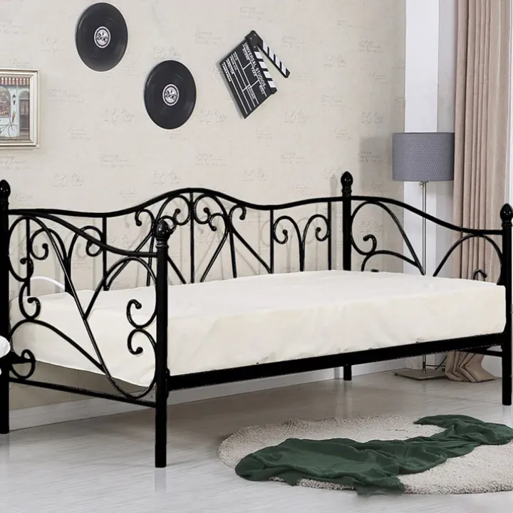 Letto singolo 90x200cm classico con testiera in metallo nero Azahara