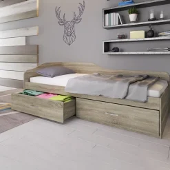 Letto singolo 90x200cm con cassettoni rovere sonoma Beccaria