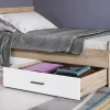 Letto singolo 90x200cm con 2 cassetti rovere bianco opaco Paulo