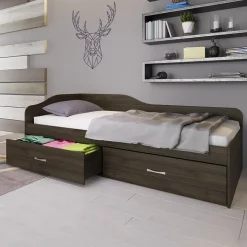 Letto singolo 90x200cm con cassettoni noce Beccaria