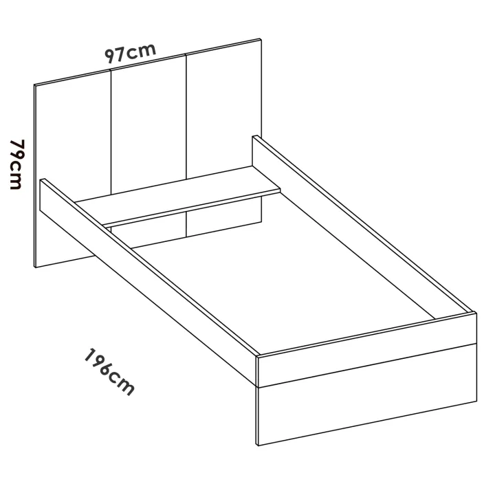 Letto singolo 90x190cm con cassettoni estraibili rovere bianco Cairo
