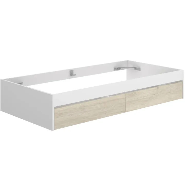 Letto singolo 90x190cm con 2 cassettoni bianco rovere Bellix