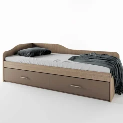 Letto singolo 90x200cm con cassettoni rovere scuro marrone Beccaria
