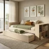 Letto singolo 90x200cm con letto estraibile e libreria reversibile rovere Claudio