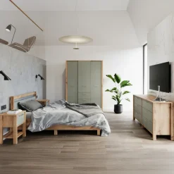 Letto singolo 90x200 cm con rete a doghe rovere verde Leave