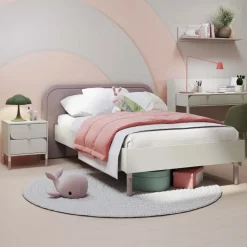 Letto singolo 90x200cm con rete beige cashmere tortora Rita