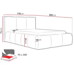 Letto singolo 90X200cm con rete contenitore imbottito beige cashmere Aluna