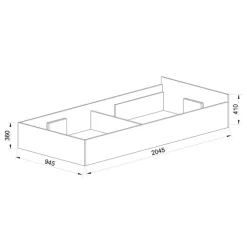 Letto singolo 90x200cm contenitore bianco rustico turchese Zadar