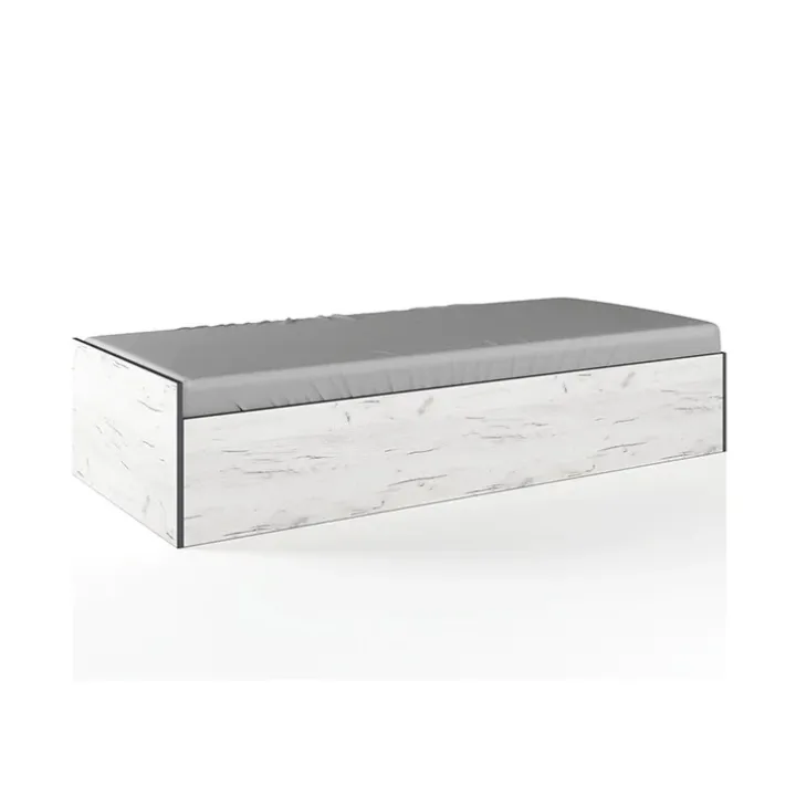 Letto singolo 90x200cm contenitore bianco rustico grigio Zadar