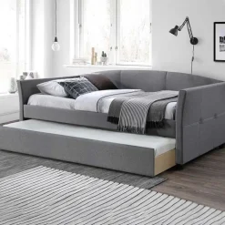 Letto singolo 90x200cm estraibile moderno in tessuto grigio moderno Duple