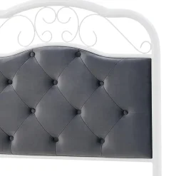 Letto singolo 90x200cm grigio moderno con testiera bianco Geki