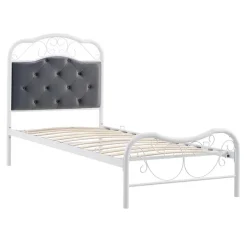 Letto singolo 90x200cm grigio moderno con testiera bianco Geki